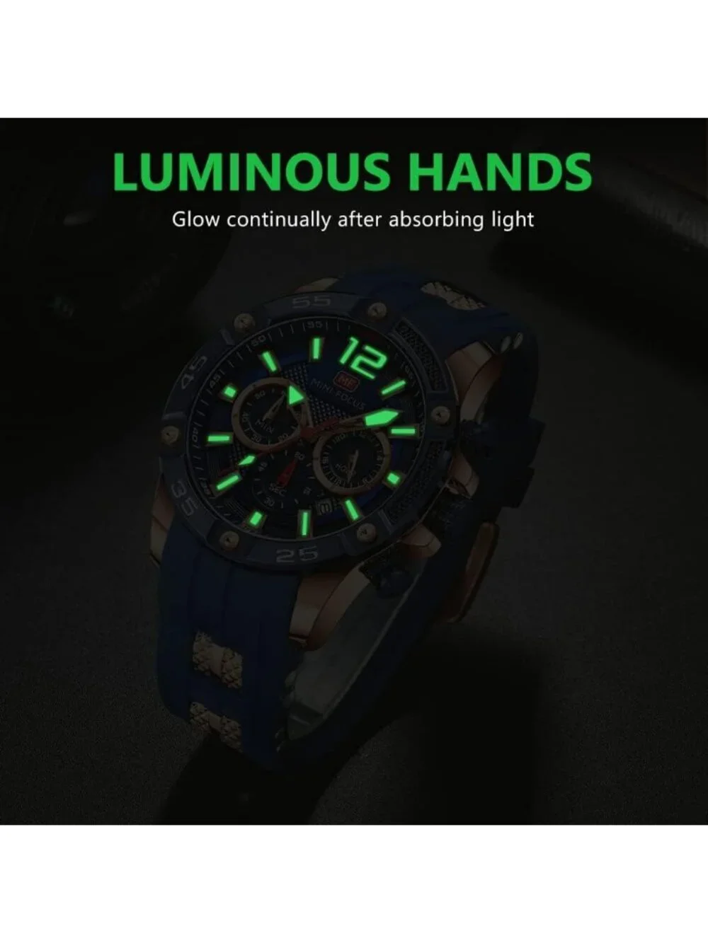 Men's Blue Analog Quartz Waterproof Chronograph Classic Stylish Casual Watch